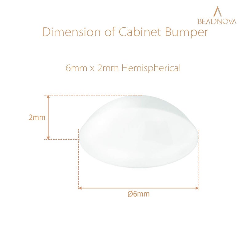 BEADNOVA Cabinet Door Bumper 100Pcs Clear Cupboard Cabinet Pads Cushion Pads Self Adhesive Furniture Bumper for Door Drawer (Hemispherical, 6x2mm) - Image 2